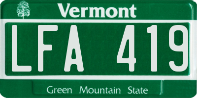 VT license plate LFA419