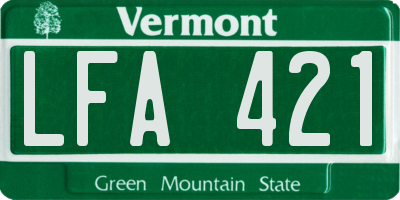 VT license plate LFA421