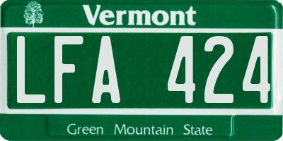 VT license plate LFA424