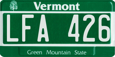 VT license plate LFA426