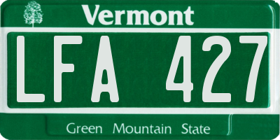 VT license plate LFA427