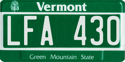 VT license plate LFA430