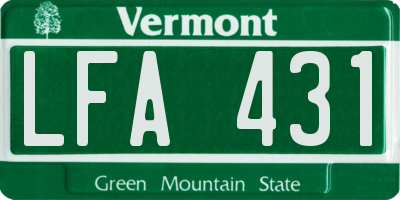 VT license plate LFA431