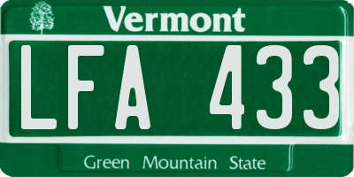 VT license plate LFA433