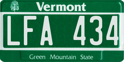 VT license plate LFA434