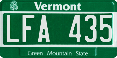 VT license plate LFA435