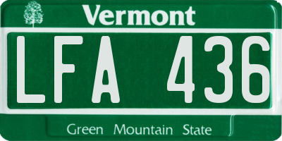 VT license plate LFA436