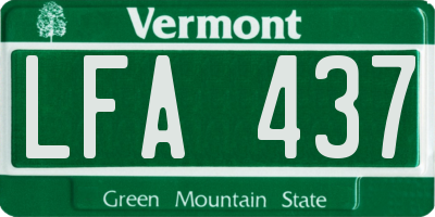 VT license plate LFA437