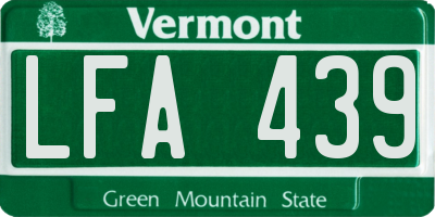 VT license plate LFA439