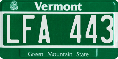 VT license plate LFA443