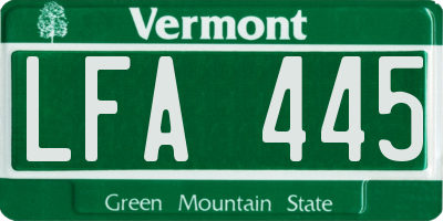 VT license plate LFA445