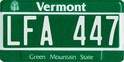 VT license plate LFA447