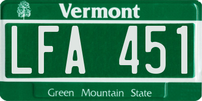 VT license plate LFA451