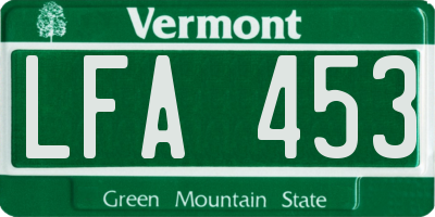 VT license plate LFA453