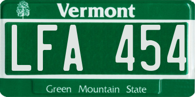 VT license plate LFA454