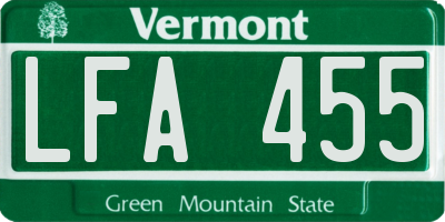 VT license plate LFA455
