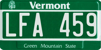 VT license plate LFA459