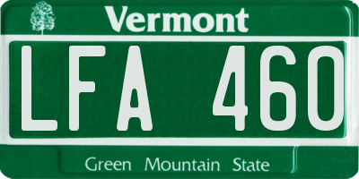 VT license plate LFA460