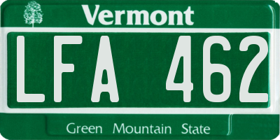 VT license plate LFA462