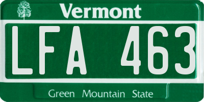 VT license plate LFA463