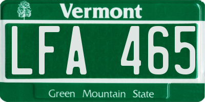 VT license plate LFA465