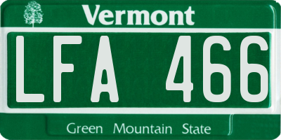 VT license plate LFA466
