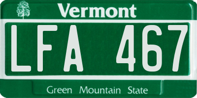 VT license plate LFA467