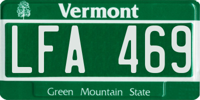 VT license plate LFA469