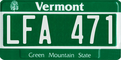 VT license plate LFA471