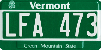 VT license plate LFA473