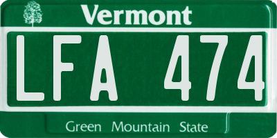 VT license plate LFA474