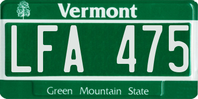 VT license plate LFA475