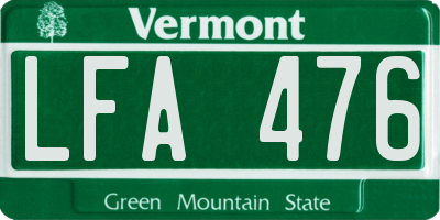 VT license plate LFA476