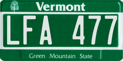 VT license plate LFA477
