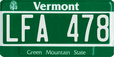 VT license plate LFA478