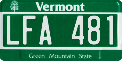 VT license plate LFA481