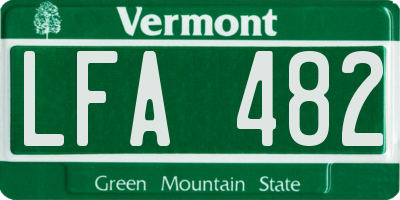 VT license plate LFA482