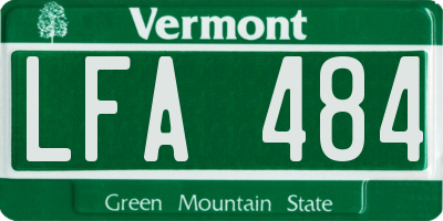 VT license plate LFA484