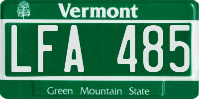 VT license plate LFA485