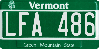 VT license plate LFA486
