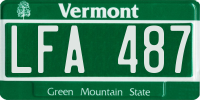 VT license plate LFA487