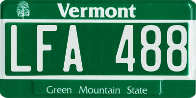 VT license plate LFA488
