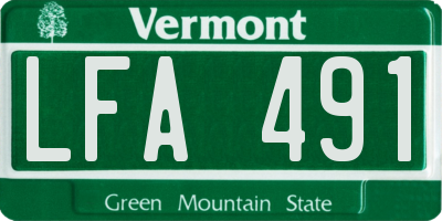 VT license plate LFA491