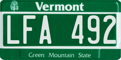 VT license plate LFA492