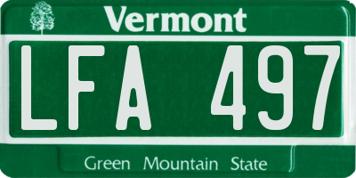 VT license plate LFA497