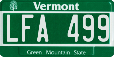 VT license plate LFA499