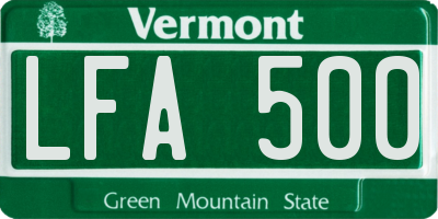 VT license plate LFA500