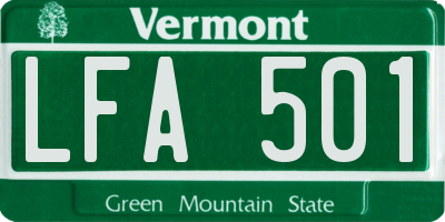 VT license plate LFA501
