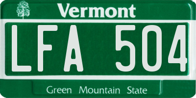 VT license plate LFA504