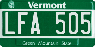 VT license plate LFA505